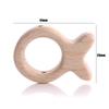 10Pcs Natural Beech Wooden Beads Cat Heart Butterfly Rainbow Cat Teethers Beads for Baby Necklace Pacifier Chain Crafts Jewelry