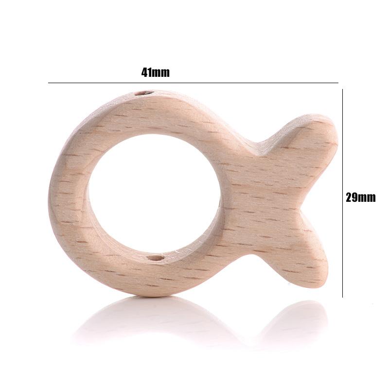 10Pcs Natural Beech Wooden Beads Cat Heart Butterfly Rainbow Cat Teethers Beads for Baby Necklace Pacifier Chain Crafts Jewelry