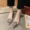 2026 Spring and Summer New Pointed One-word with Sunflower High Heels Transparent Crystal Shoes Thick Heel Wine Glass and Sandals Women