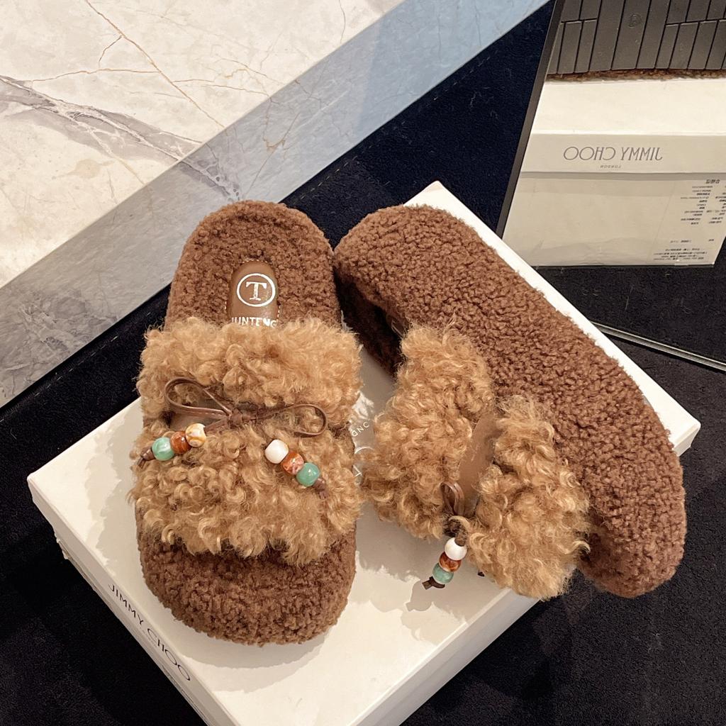 Dicksohlige, erhöhende, flauschige Schuhe für Damen 2025 neue Herbstmode, bequeme Schuhe, vielseitiges Temperament, kleine Hausschuhe