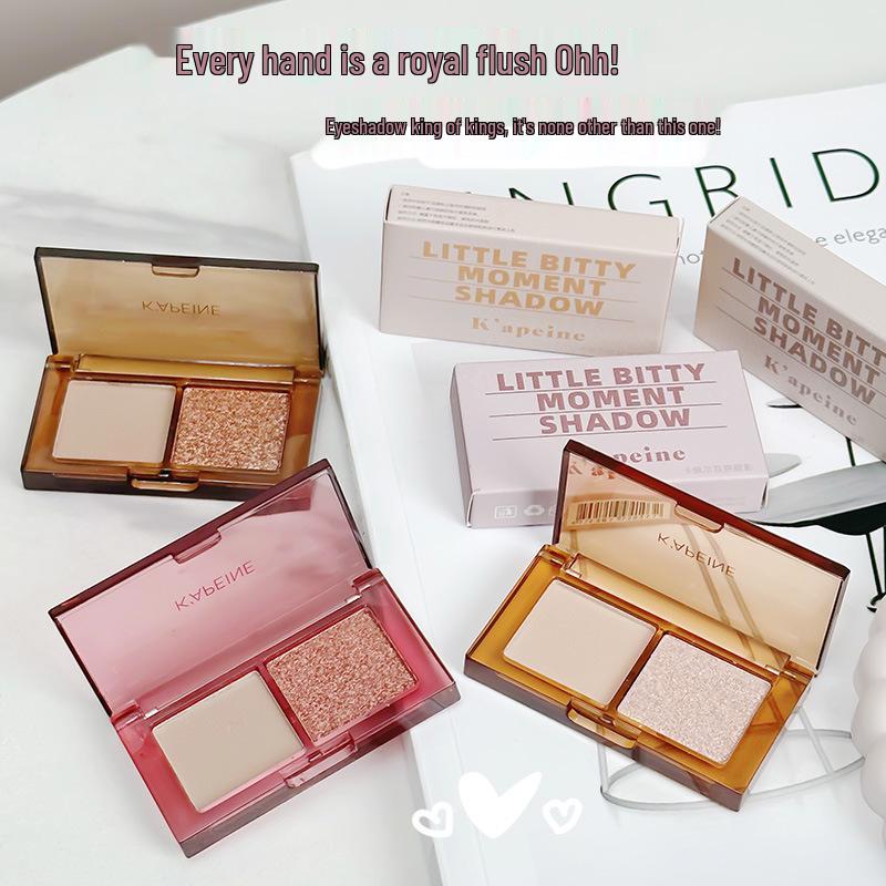 Capel Dual-Tone Eyeshadow: Matte & Shimmer Gray Pink with Fine Glitter, Nude, Low-Saturation, Korean Style, Versatile Crushed Diamond Look.