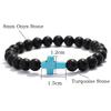 Bohemian Cross Bracelet For Men 8mm Onyx Stone Strand Braslet Beach Camping Casual Accessories Healing Prayer Meditation Pulsera