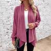 Women Autumn Winter Long Sleeve Irregular Solid Color Cardigan Coat