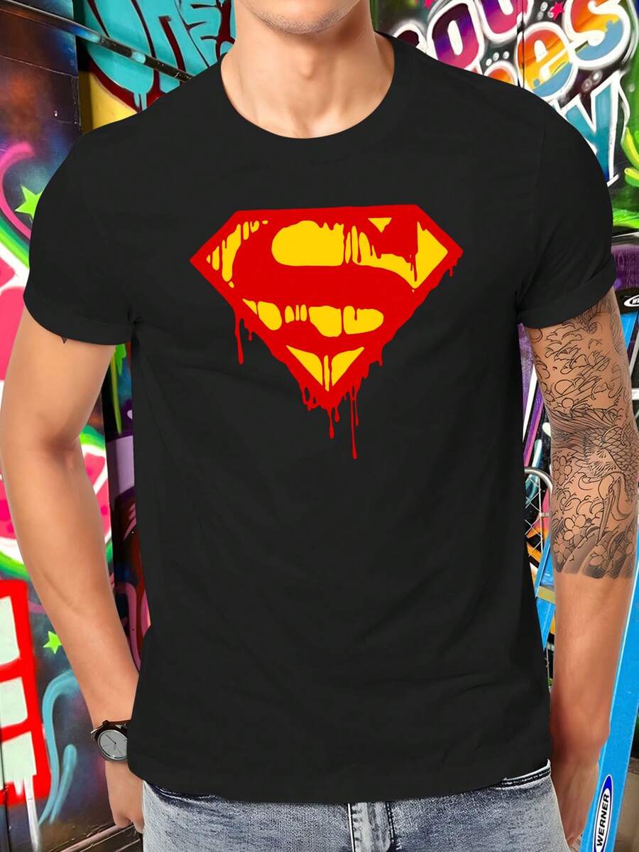 

Warner Bros. Melting Logo Pattern Printed Daily Casual Solid Color Unisex T-Shirt XXL