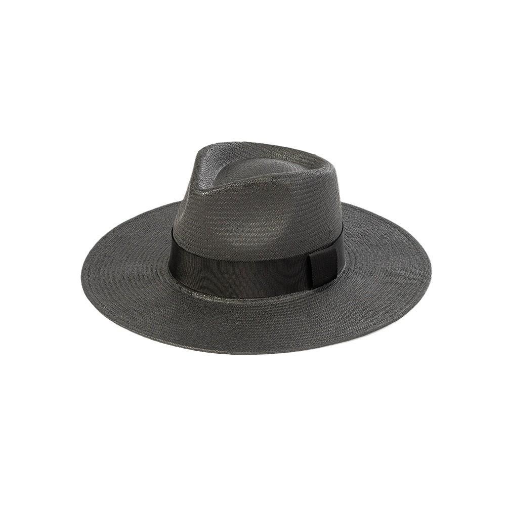 Spring and Summer New Fashion Casual Hand-woven Papyrus Crown Top Big-brimmed Jazz Hat, Webbing Decoration Outdoor Sunshade Straw Hat