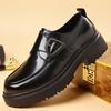 Business Casual Leather Shoes with Thick British Sole Luxury Men's Fashion Platform Walking Shoes for Men Non-Slip Designer Men