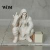 Unique Desktop Sculpture Crouching Hooded Devil God Figurine, Decorative Ornament with Skull Mask & Muscle Lines, Hip Figure Hop Gothic Rocker Statue