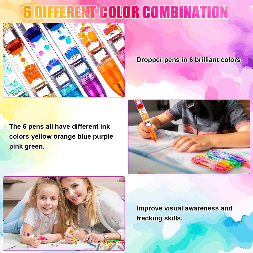 18 Pcs Liquid Motion Pen Colorful Liquid Motion Bubbler Pens Fidget Liquid Ballpoint Pen Novelty Fun Colorful Timer Pens For Str