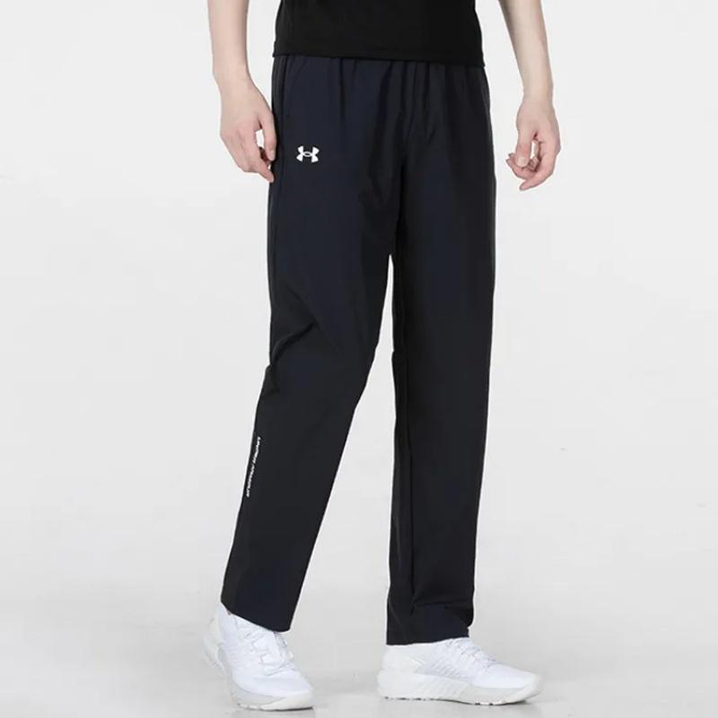 Under Armour Solid Color Stand Collar Zipper Long Sleeve Mid Waist Elastic Pants Casual Sports Suit Men Suit Black 21600409-001+22500706-001