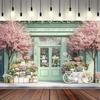 2D Pastel Flower Shop Backdrop - Cherry Blossom Photography Background Banner