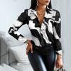 Blouses Woman Casual Office Print Shirts Autumn Fashion Button Long Sleeve White Shirt Elegant Patchwork Slim Tops Women