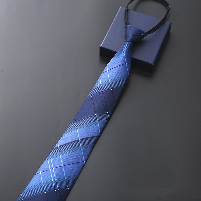 Elegantiškos 8 cm automatinės kaklaraiščiai Mėlynos Juodos Raudonos Dryžuotos Vyriškos Marškiniai Verslo Suknelė Užtrauktukas Kaklaraiščiai Aksesuarai Vestuvės Jaunikis