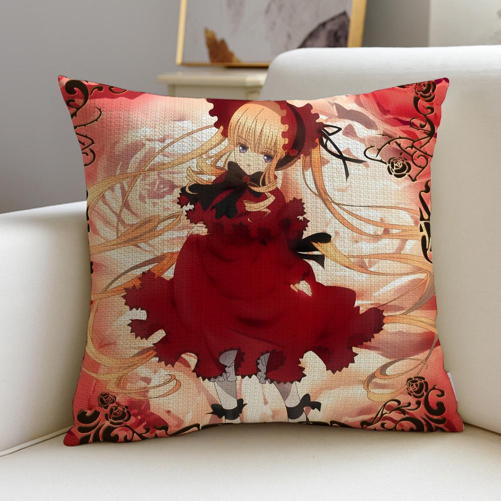 Anime RRozen MaidenS Cushion Cover Breathable and Skinfriendly Linen Pillowcase Square Removable and Washable Cushion