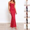 Women's Elegant And Stylish Polka Dot Fitted Fishtail Sleeveless Long Dress
