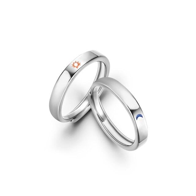 2 PCS Fashion Silver Color Zircon Wedding Rings Set For Women Open Adjustable Luxury Couple Jewelry Heart Geometric Finger Gifts