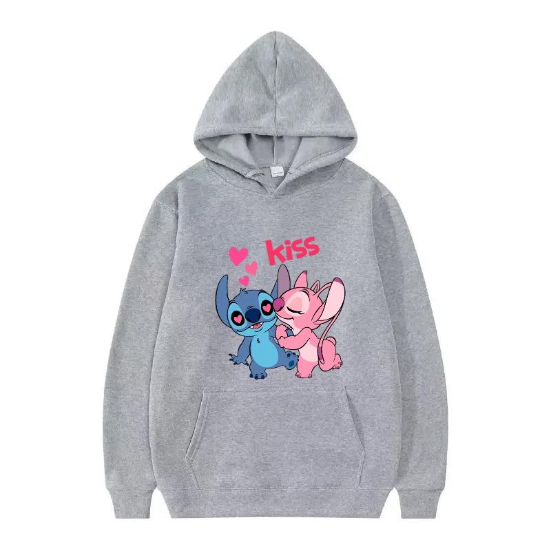 Disney Stitch Pattern Women Hoodies Fashion Sporty Y2k Loose Grey Tops Clothing Pullovers Ladies Cheap Hoodies Sweatshirts