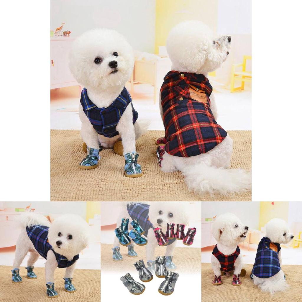 Pet Anti-slip Breathable Shoes For Small And Medium Dogs Plush Lined For Fall And Winter