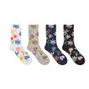 Women Floral Socks Set 4 Pairs Casual Cotton Crew Socks Cute Fashion Socks