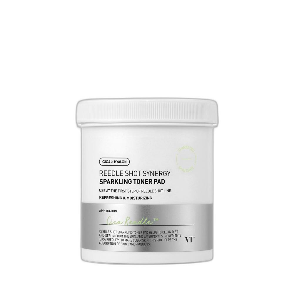 VT COSMETICS Lidle Shot Synergy Sparkling Toner Pads 80 Sheets 200ml – Brightening & Soothing Care for Sensitive Dry Skin