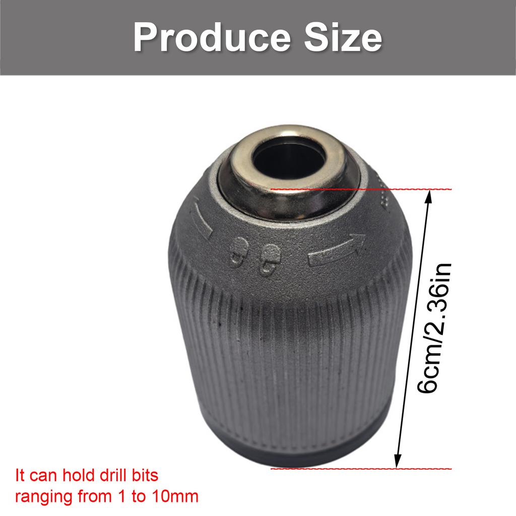 Schlüsselloses Bohrfutter 1/2'' Gewinde 1-10mm Große Spannkraft Schlüsselloses Metallbohrfutter für Hand-Elektrobohrmaschine