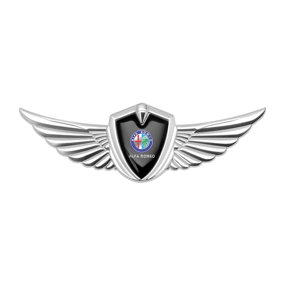 For Alfa Romeo 147 Stelvio Sportiva Gold/Sliver 3D Metal Wings Car Styling Side Mark Window Body Sticker Decals Auto Accessories