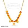 Stylish Geometric Resin Beaded Chain with Gold-Plated Inlaid Diamond Heart Pendant Jewelry Set