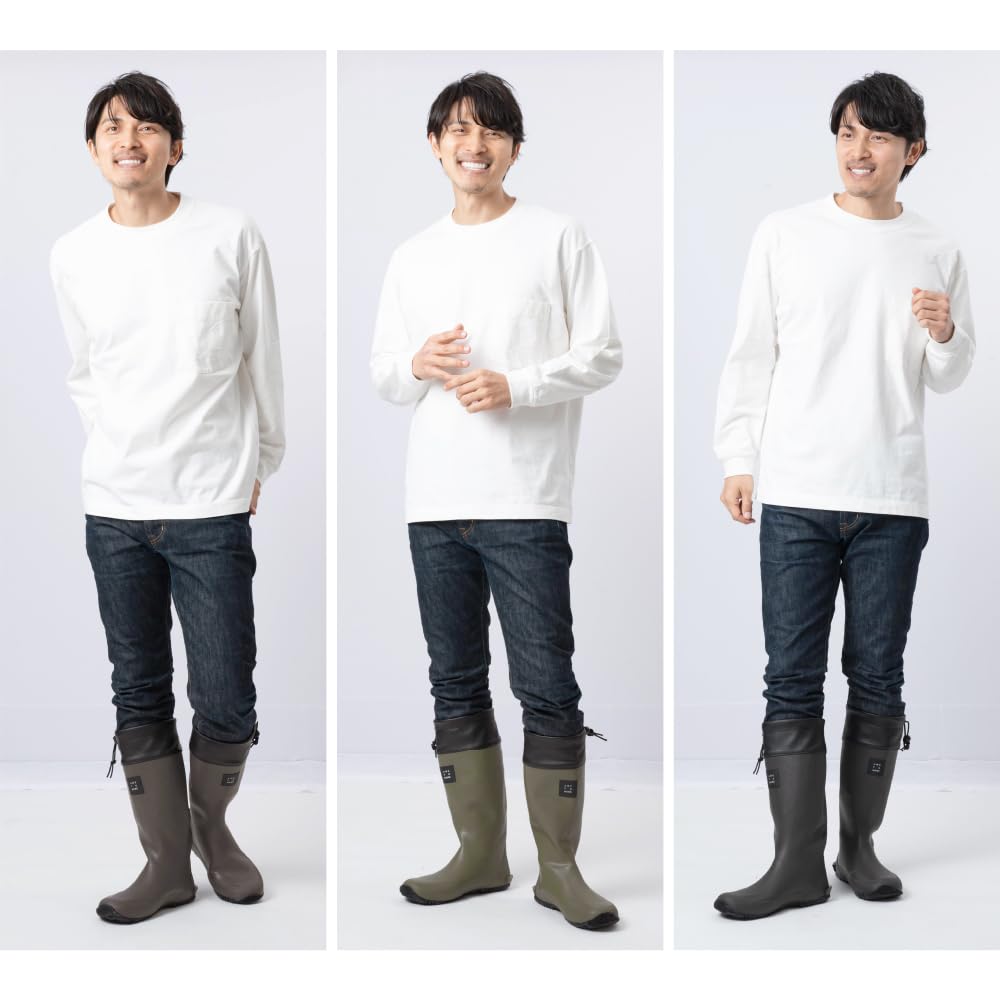 Ametohare AH-600 Roll-Up Regenstiefel, Faltbar mit Aufbewahrungstasche, Damen und Herren, Größe S (Olive, Messung 23 Punkte, 5 Zentimeter)