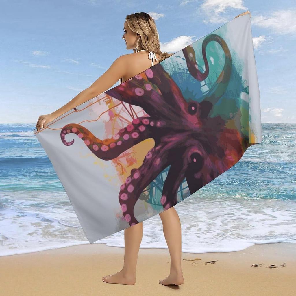Quick Dry Colorful Octopus Bath Towels Sand Free Pool Towel Super Absorbent Travel Turkish Towel for Adults Bath