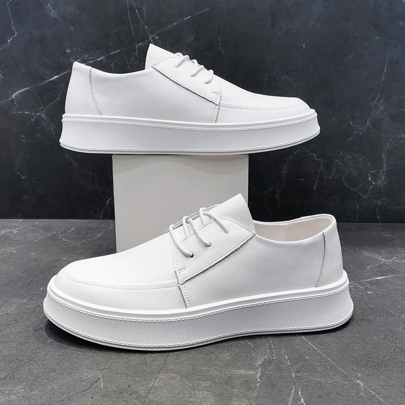 Fashion New Cowhide White Platform Shoes for Men Designer Casual Sneakers for Men Spring Autumn Fashion Cow Leather Zapatos De Hombre