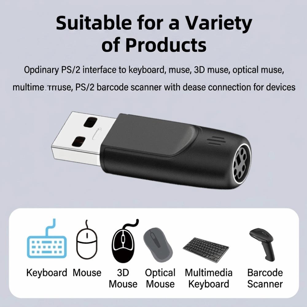 PVC for PS2 to USB Adapter Compact Keyboard Mouse Connector  Mouse Connection