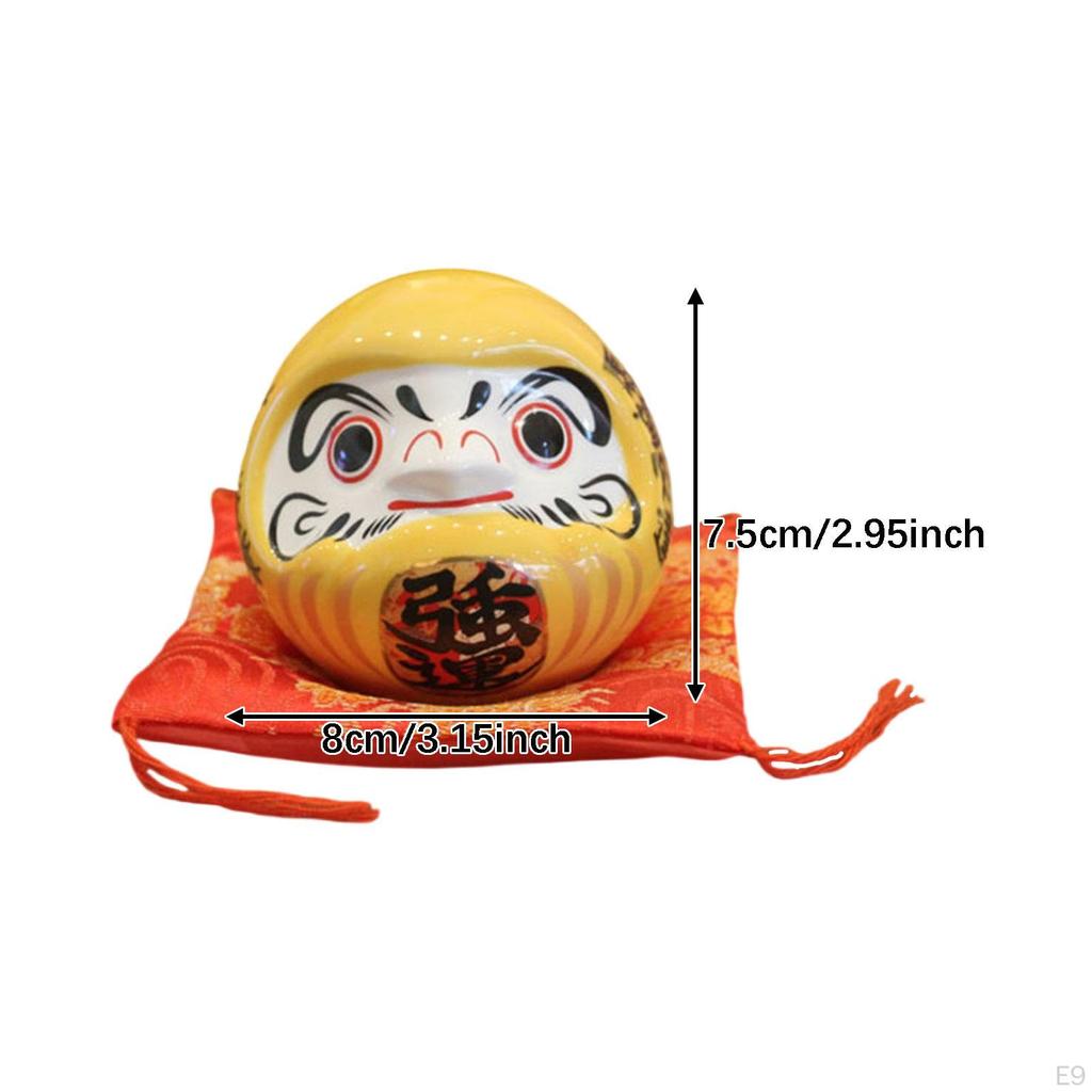 Ceramic Daruma Piggy Bank Desktop Decor Doll Japanese Figurine Saving Pot for Cafe