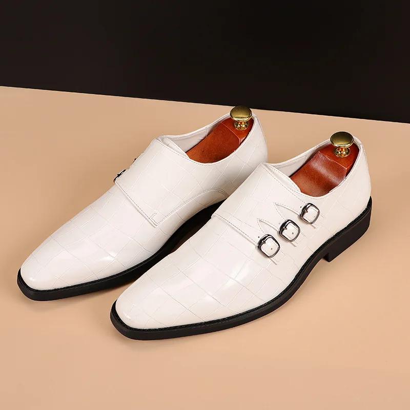 Men'S Casual Business Leather Shoes Men Classic Retro Monk Shoe Dress Office Mens Slip-On Outdoor Wedding Party Flats New