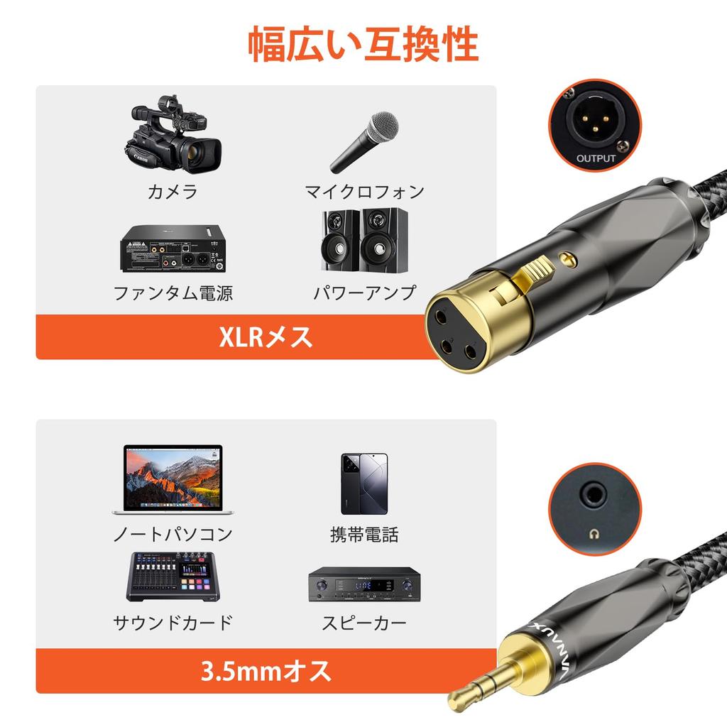 XLR to 3.5mm Conversion Microphone Cable, Unbalanced 3.5mm TRS (Male) to XLR (Female) 3-Pilot Cable, Suitable for MicrophonesSpeakersConsolesMobile
