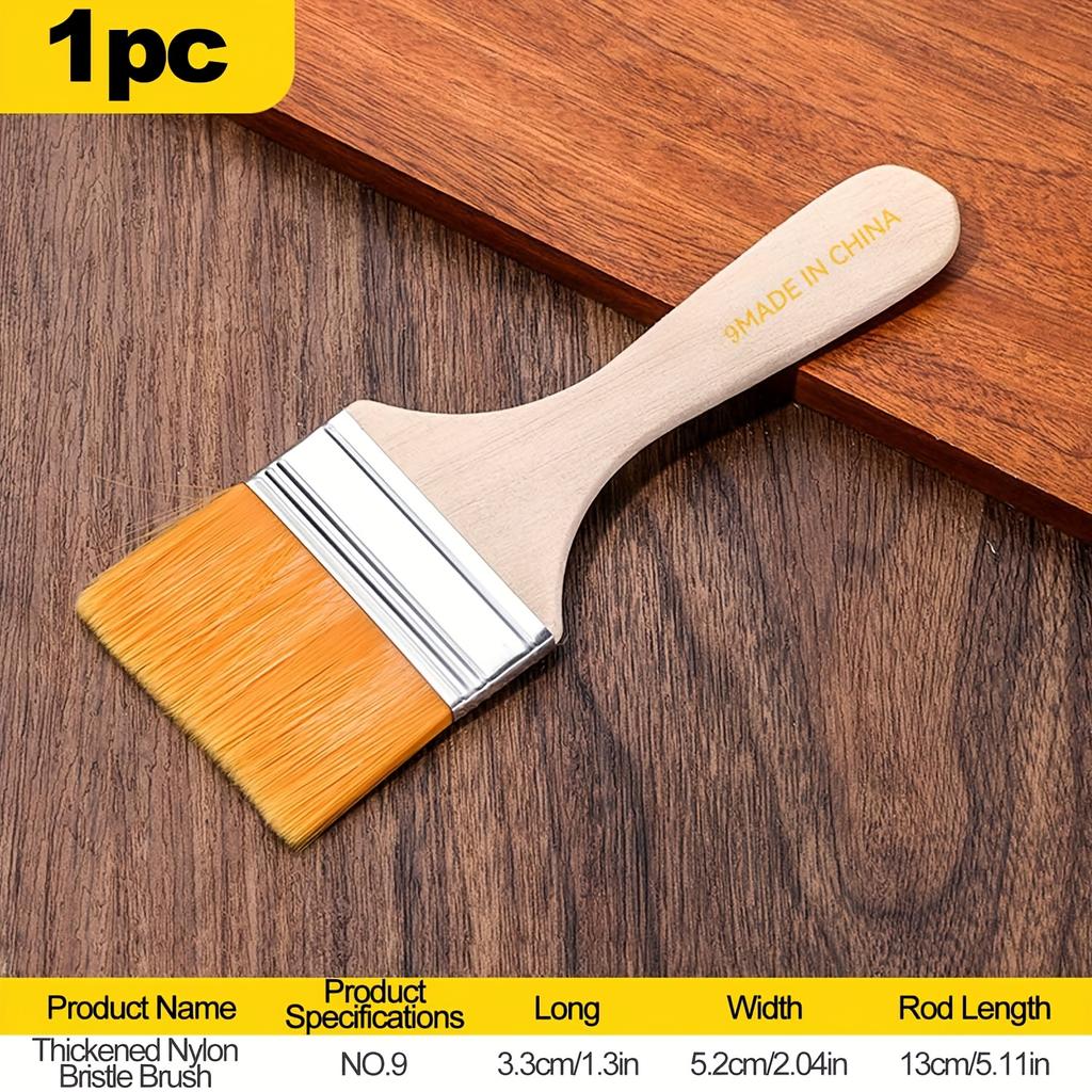 1pc Nylon Flat Brushes with Wooden Handles - High-Quality Oil Painting Brushes for Artistic Creations, Dust-Free & Easy to Clean