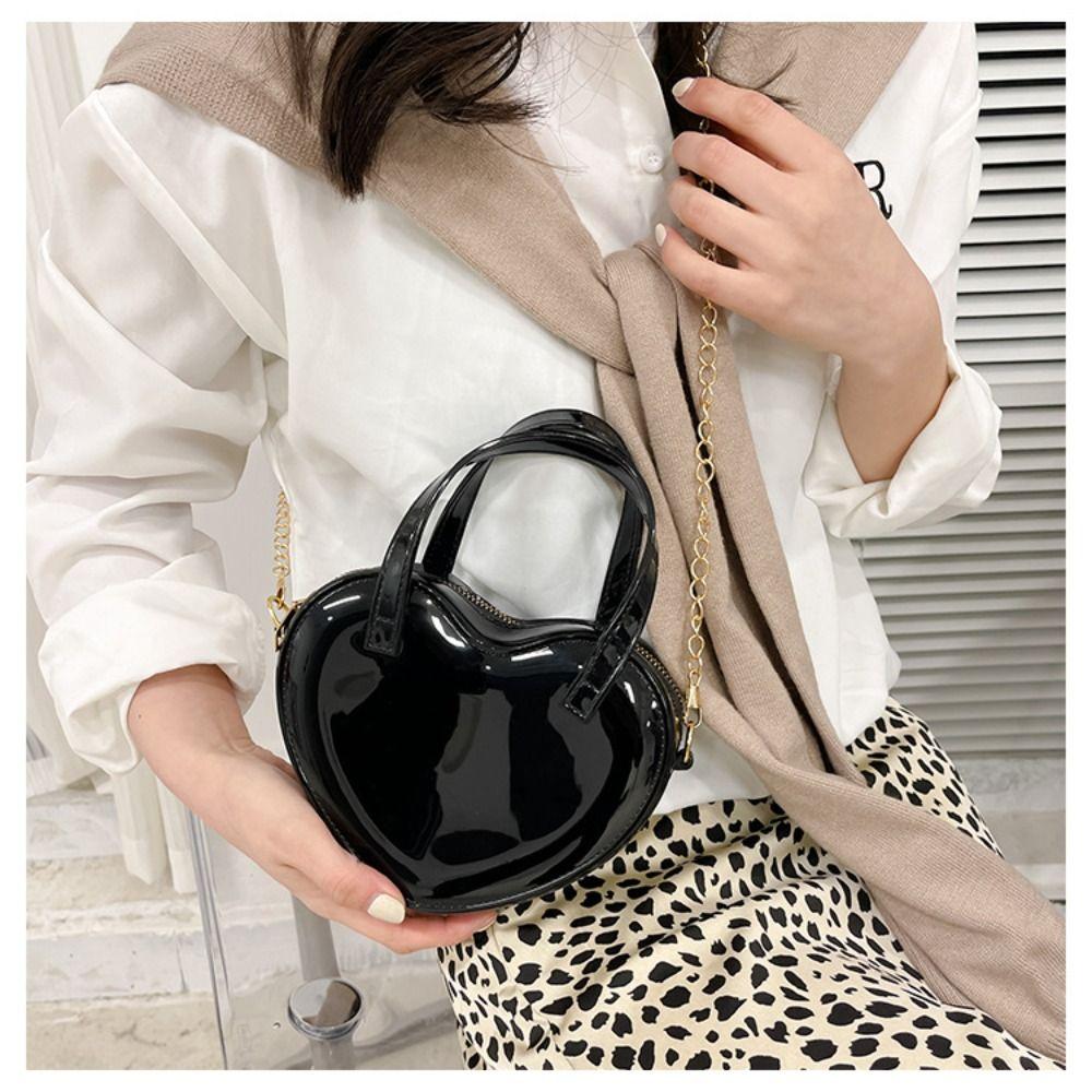 Women's New Mini Crossbody Chain Shoulder Bag Fashion Love Shape Candy Color Jelly Single Shoulder Bag Handbag Women's Satchel
