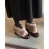 Hairy short boots thick heel square head piled and thickened design wide tube thin boots