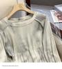 Tie-Dye Women's Irregular Long Sleeve Drawstring Slimming T-Shirt - Korean Style for Spring/Autumn 2025