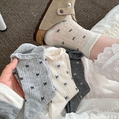 Ladies Spring and Summer Thin New Style All Kinds of Mesh Small Bow Boneless Tube Socks