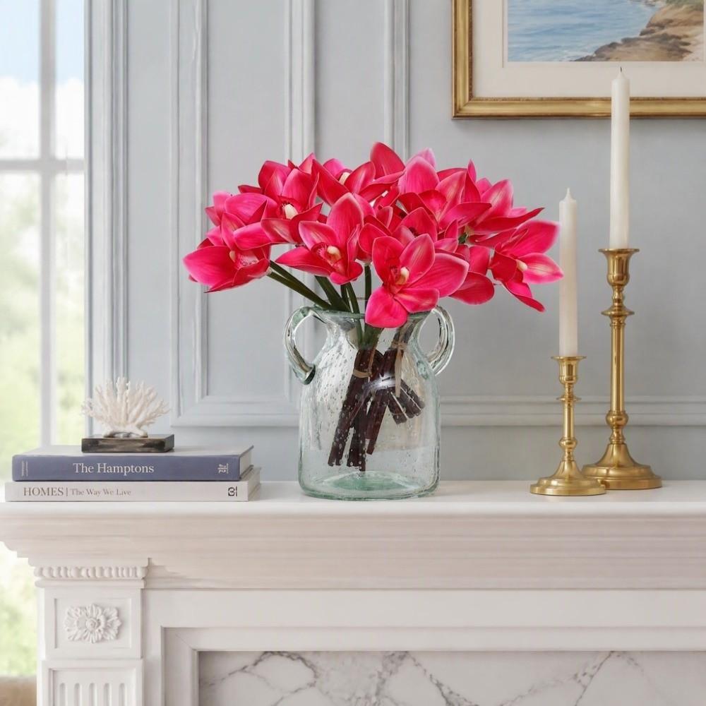 3D Printed Faux Orchid Decor 6 Stems Fake Orchid Bouquet Silk Orchid Decorations Table Centerpiece