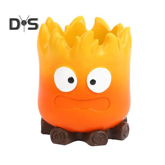 

Коробка для хранения кистей для макияжа, органайзер для канцелярских принадлежностей, большая емкость, держатель для ручек в виде пламени из аниме, украшение для рабочего стола оранжевый