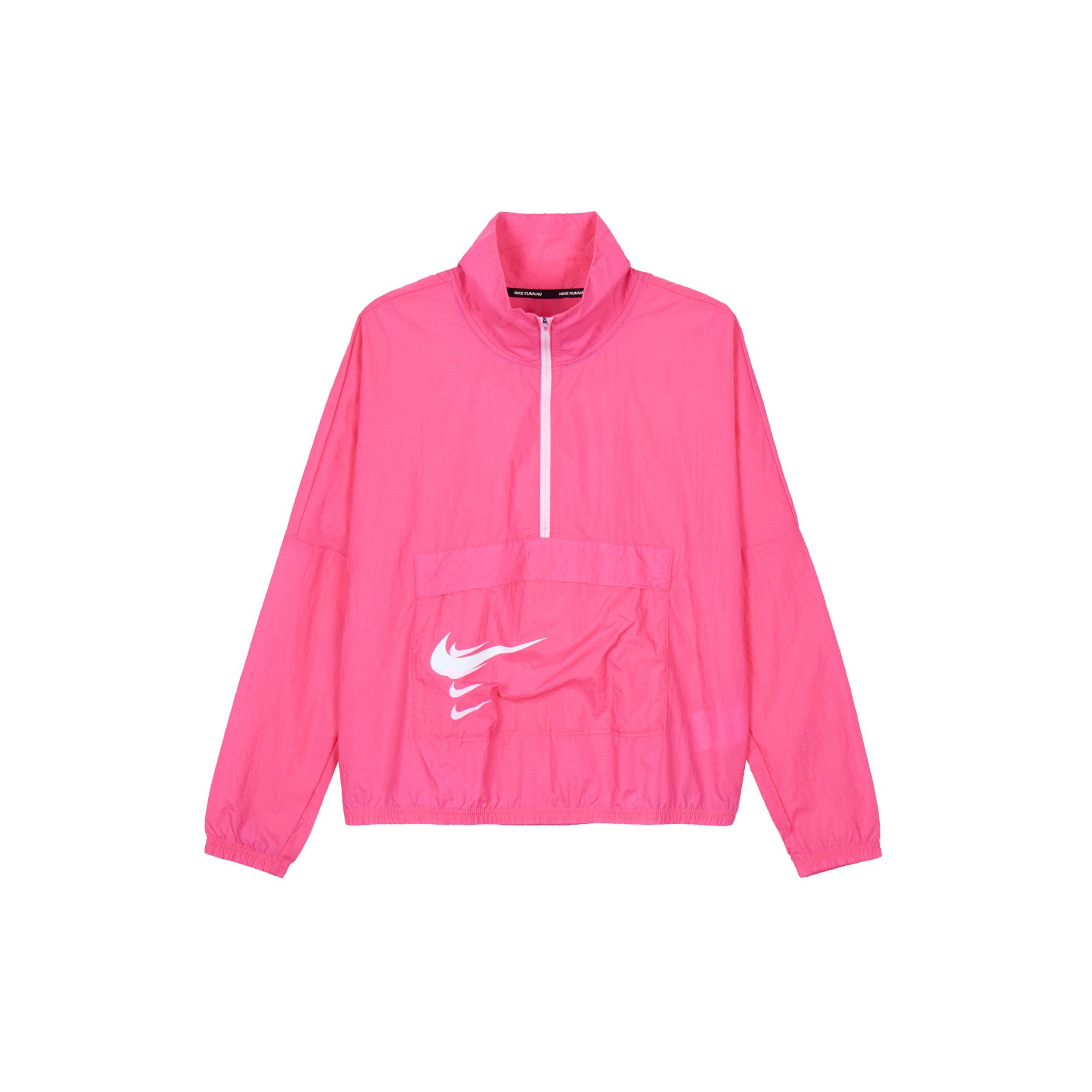 

Nike Женская куртка Swoosh Run с принтом логотипа, однотонная, на молнии до середины, розовая DJ0925-607 L