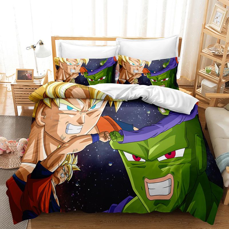Goku Super Saiyan Duvet Cover Pillowcase Japanese Anime Dragon Ball Bedding Set 2/3pcs 3D Prints for Teens Quilt Cover