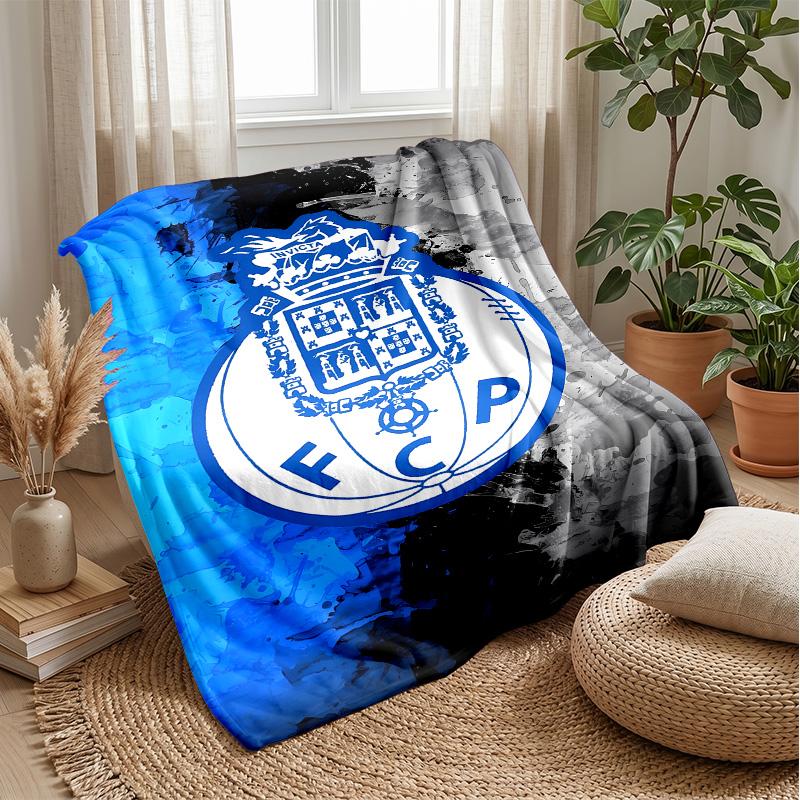 FC Porto Theme Blanket Soft Flannel Blanket Plush Throw Blanket Cozy Sofa Bed Blanket for Home Decor