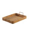 Plastic Storage Tray With Handle Imitation Rattan Weaving Basket Sundries Plate Fruit Platter Tea Tray Dinner Serving Tray