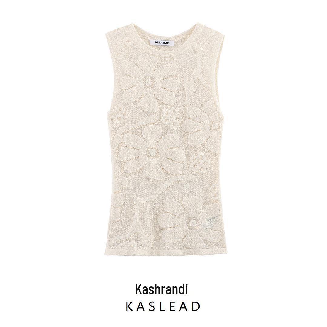 

Spring 2025 Women s European & American Style Floral Knit Top L