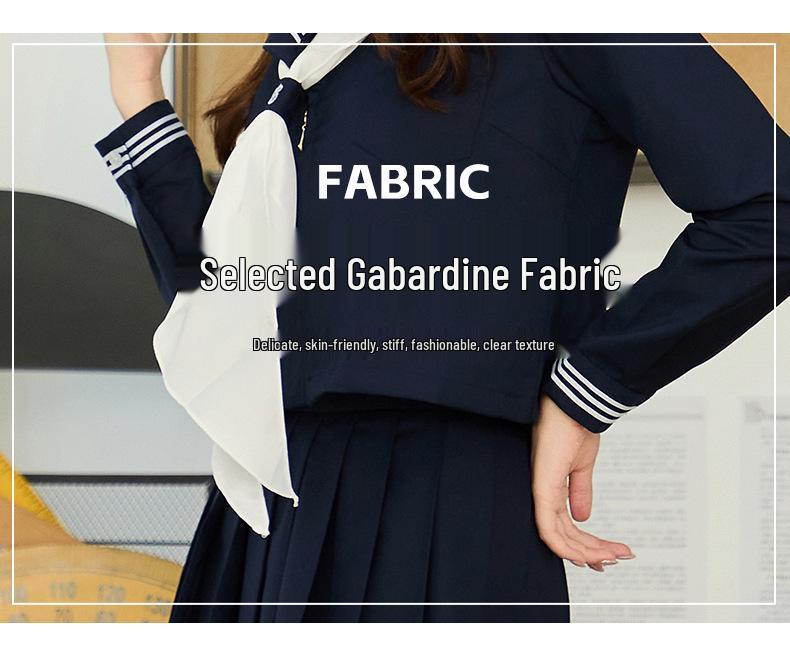 Navy Three-Piece JK Uniform Set: Short Skirt & Long Sleeve