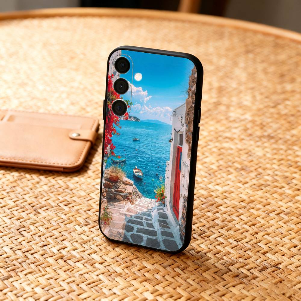 Sunset AND Seaside Phone Case For Samsung  A73,72,71,A52,51,40,41,A22,A32,31,A13, Soft Black Shell