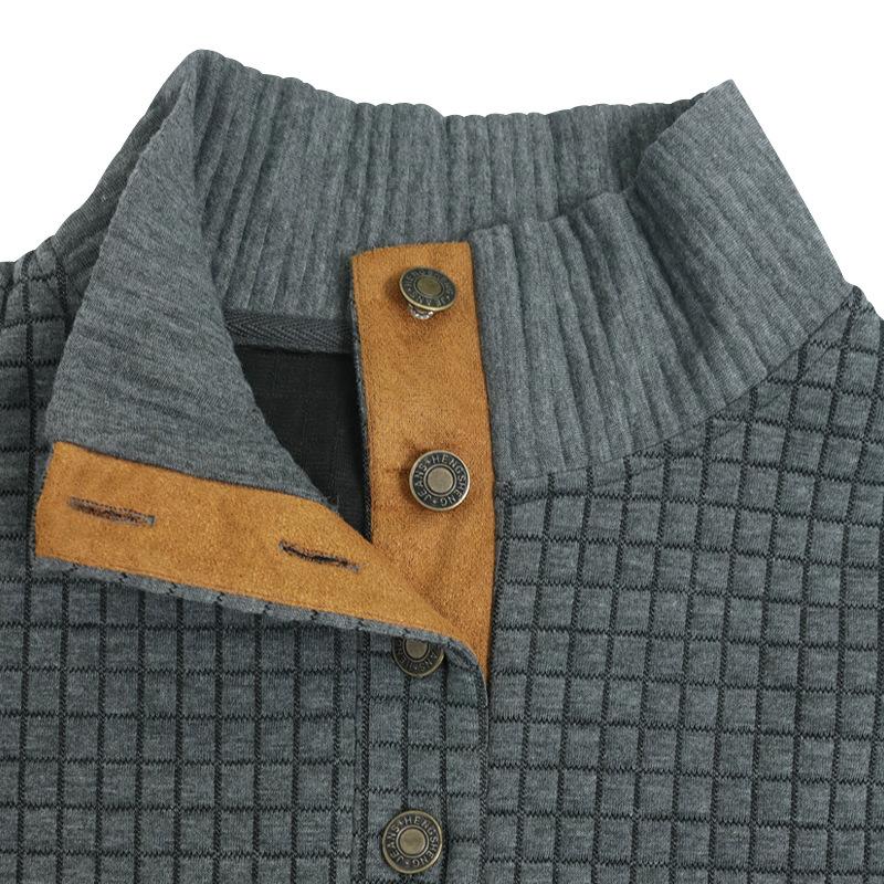 New Versatile Daily Business Spring And Autumn Men'S Men'S Standing Collar Long Sleeved Casual Outdoor Hoodie Jacquard Knitted Sweater