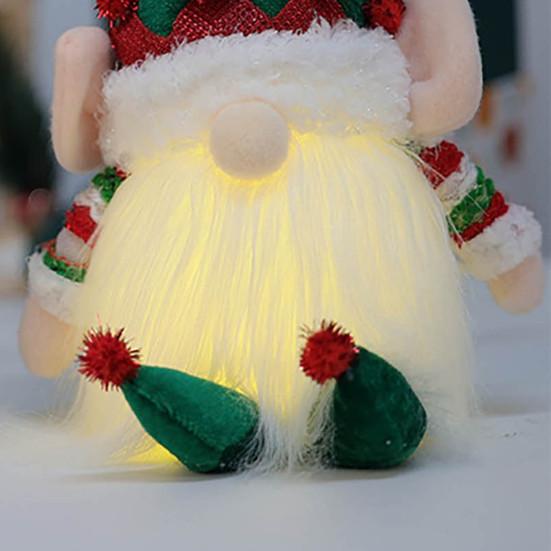 Yousheng 12.6" Lighted Christmas Plush Gnome Handmade Small Light Up Swedish Tomte Elf Battery Operated Winter Tabletop Decoration