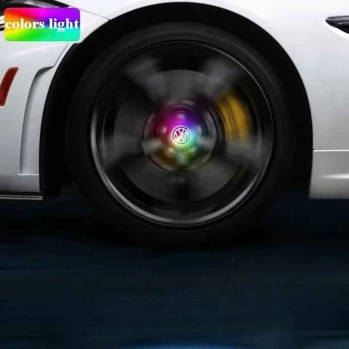 AGLNX1 4pcs Hub Led Lights Cap Car Floating Illumination Wheel Center Covers Caps For VW Volkswagen golf4/6/7 toutan passat tiguan polo
